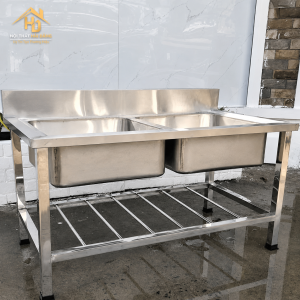 Lavabo công nghiệp inox 2 hộc