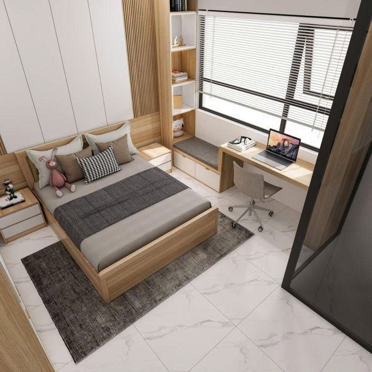 Combo Giường Tủ Liền Bàn Hiện Đại combo-giuong-tu-mdf-2 Combo Giường Tủ Liền Bàn Hiện Đại