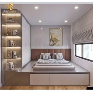 Combo phòng ngủ tủ quần áo bo cong