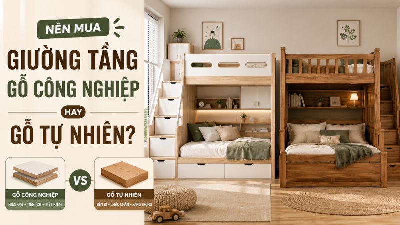 giuong-tang-go-cong-nghiep Nên Mua Giường Tầng Gỗ Công Nghiệp Hay Gỗ Tự Nhiên?