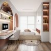 Combo phòng ngủ hiện đại với kệ bo cong