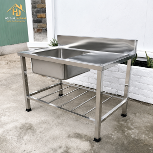 Lavabo công nghiệp inox 1 hộc 1 chờ