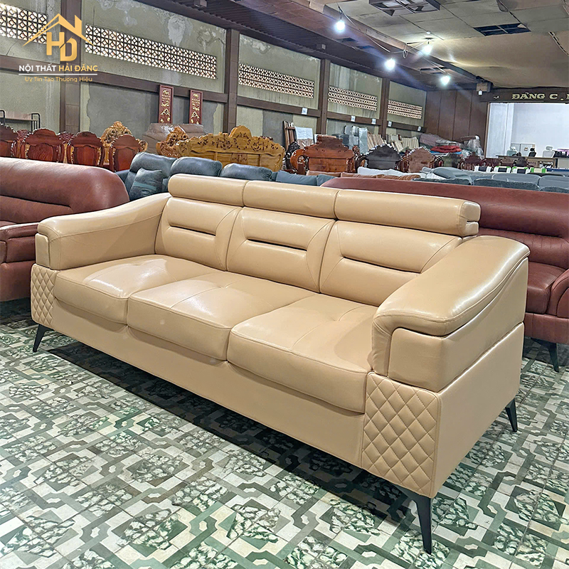 Sofa Da 3 Chỗ Ngồi Có Tay Vịn Rộng sofa-bang-da-kem-2 Sofa Da 3 Chỗ Ngồi Có Tay Vịn Rộng