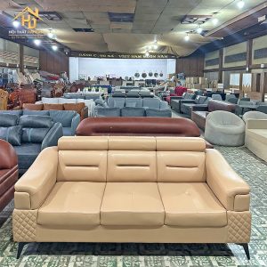 Sofa da 3 chỗ ngồi có tay vịn rộng