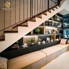 kệ decor gầm cầu thang gỗ