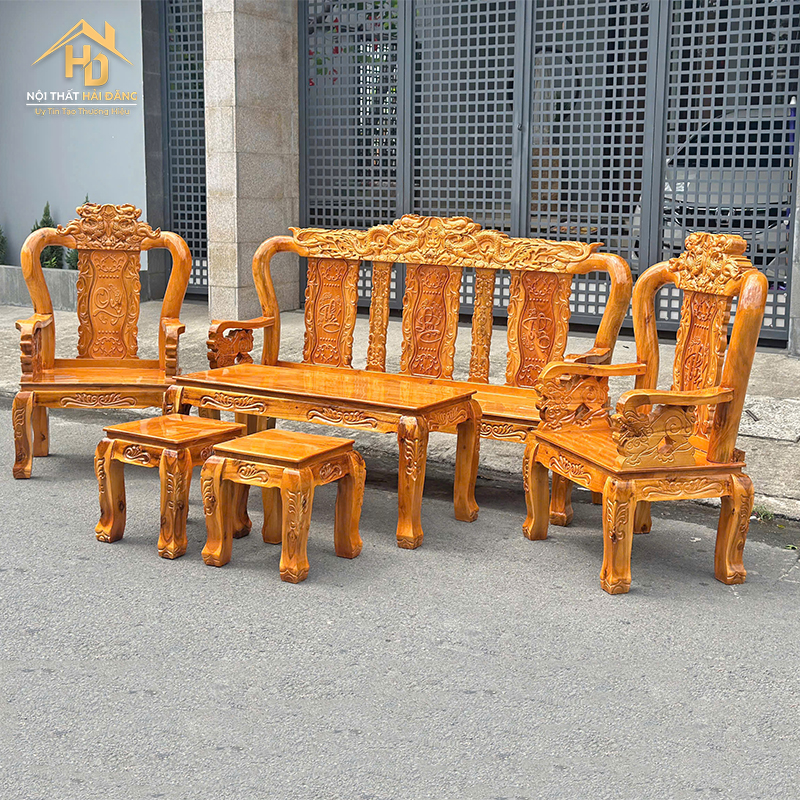 Bộ Salon Gỗ Chạm Phúc Lộc Thọ Cổ Điển ba-salon-go Bộ Salon Gỗ Chạm Phúc Lộc Thọ Cổ Điển