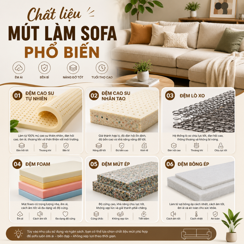 Mút Làm Sofa Là Gì? Cách Chọn Mút Êm, Bền, Không Xẹp Lún chat-lieu-ut-lam-sofa Mút Làm Sofa Là Gì? Cách Chọn Mút Êm, Bền, Không Xẹp Lún