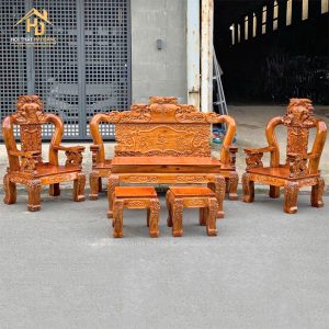 Bộ salon gỗ chạm lưng phúc lộc thọ