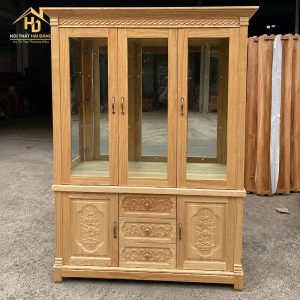 Tủ trưng bày rượu gỗ sồi cánh kính