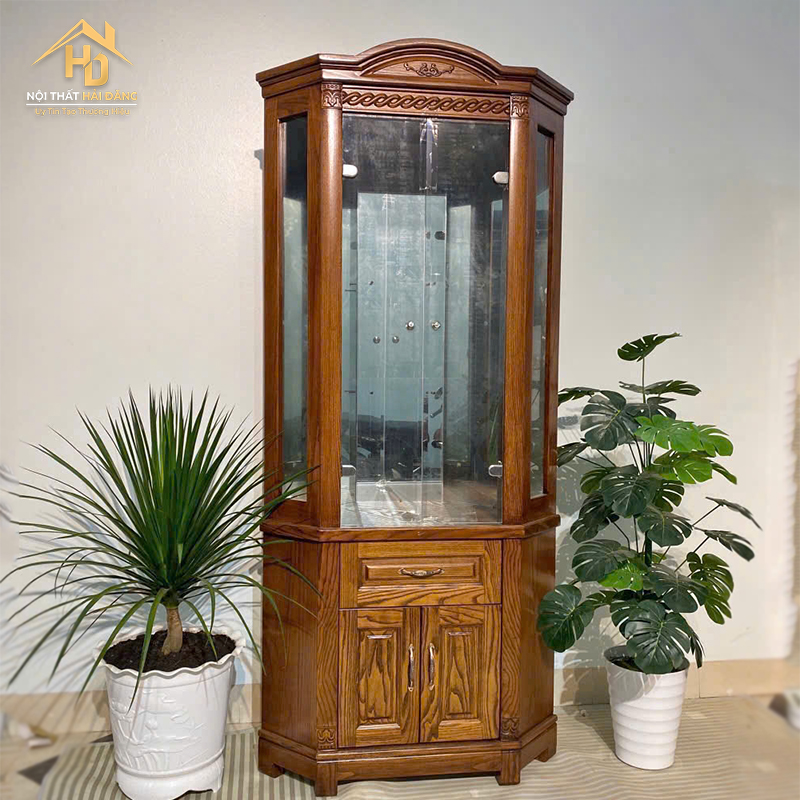 tu-ruou Tủ Rượu Gỗ Xoan Góc 80 Sang Trọng