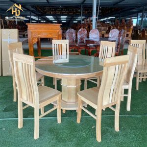 Bộ bàn ăn gỗ tròn 6 ghế