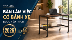 bàn làm việc có bánh xe di động