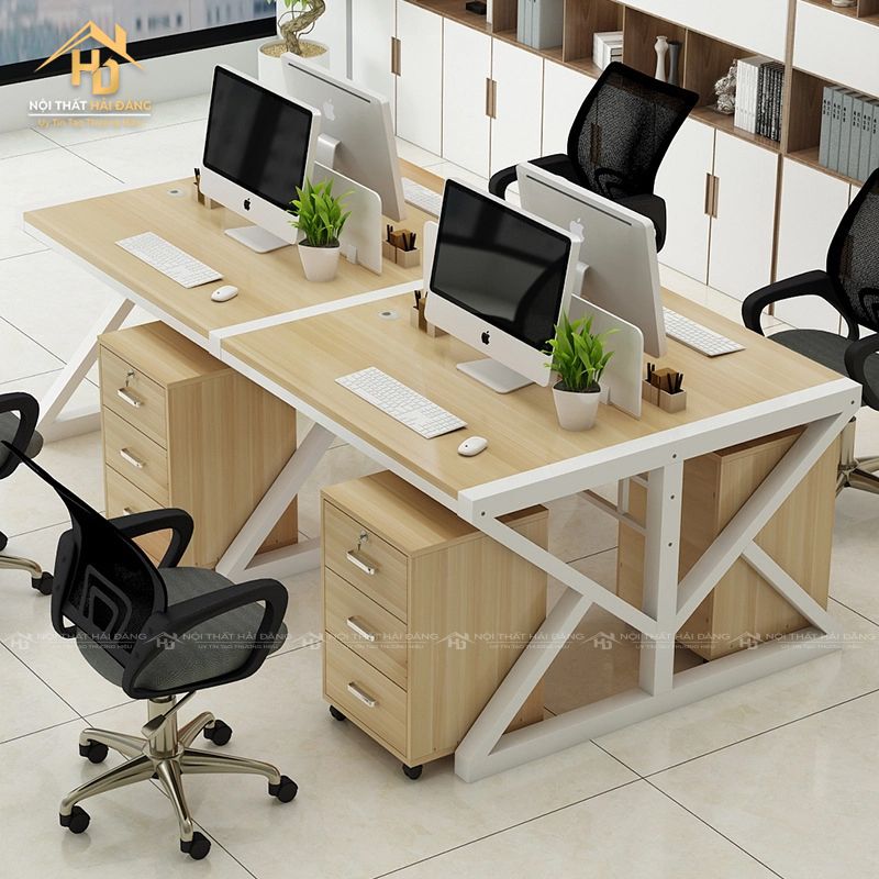 ban-lam-viec-doi-chan-da-giac Top 10 Mẫu Bàn Làm Việc Đôi Đẹp, Hiện Đại Cho Văn Phòng