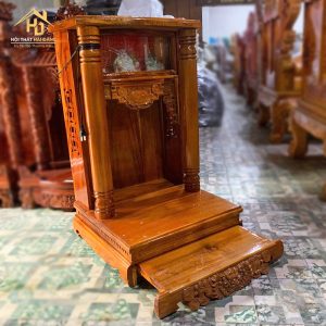 Bàn Thờ Ông Địa Gỗ Tràm Cột Trơn Có Đèn 2 btod 1