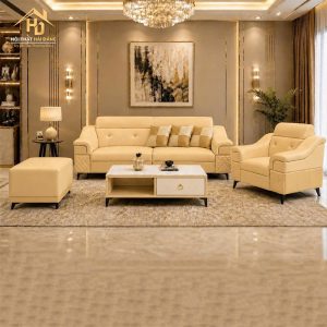Bộ Sofa Bọc Da Phối Nút Tựa Lưng (Nhiều Màu) 8 sofa 2m 1