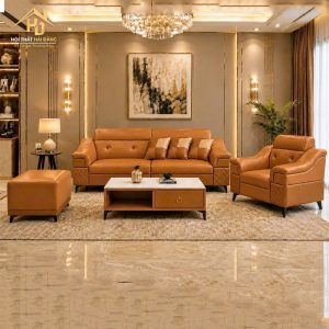 Bộ Sofa Bọc Da Phối Nút Tựa Lưng (Nhiều Màu) 7 sofa 2m 2