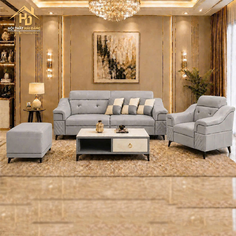 Bộ Sofa Bọc Da Phối Nút Tựa Lưng (Nhiều Màu) sofa-2m-5 Bộ Sofa Bọc Da Phối Nút Tựa Lưng (Nhiều Màu)