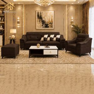 Bộ Sofa Bọc Da Phối Nút Tựa Lưng (Nhiều Màu) 3 sofa 2m 6