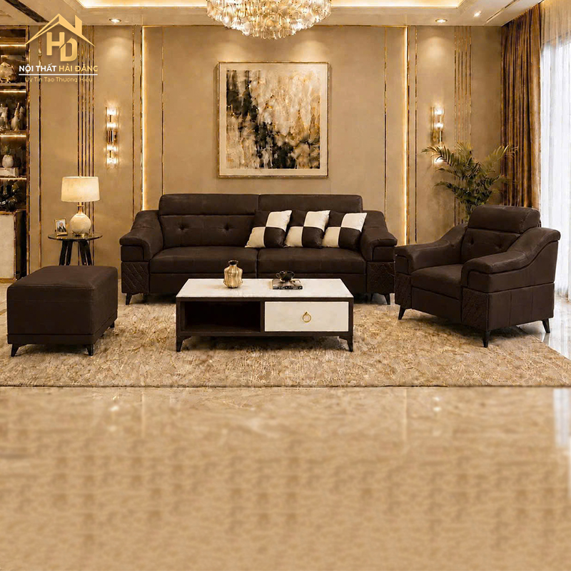 Bộ Sofa Bọc Da Phối Nút Tựa Lưng (Nhiều Màu) sofa-2m-6 Bộ Sofa Bọc Da Phối Nút Tựa Lưng (Nhiều Màu)