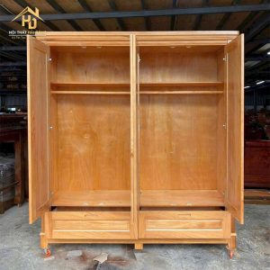 Tủ Quần Áo Gỗ Gõ Đỏ 4 Cánh Tự Nhiên 2 tqa go 1