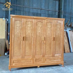 Tủ quần áo gỗ gõ đỏ 5 cánh