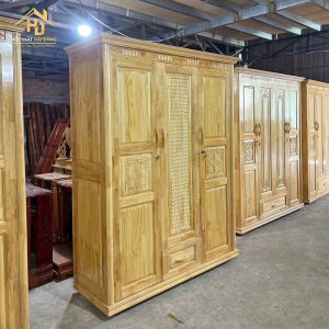 Tủ Quần Áo Gỗ Thông Chạm Hoa Văn 2 tu go thong 4