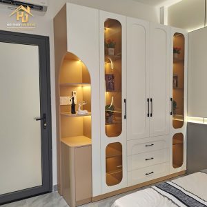 Tủ Quần Áo Trắng Hiện Đại Có Đèn LED 2 tu quan ao trang 1