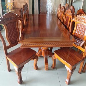 Bộ bàn ăn vuông 8 ghế gỗ