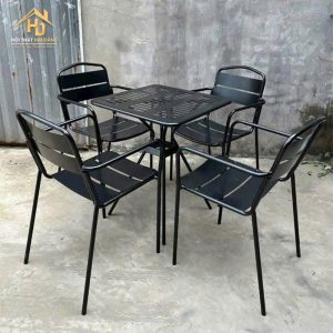 Bộ bàn cafe 4 ghế sắt đen