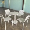 Bộ bàn ghế cafe sắt 6 lá màu trắng