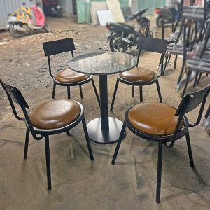Bộ bàn ghế cafe ghế đáy tròn