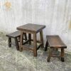 Bàn ăn ghế gỗ thông mặt cong