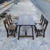 bàn ghế quán ăn gỗ thông có tựa lưng