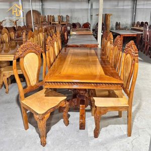 Bộ bàn ăn gỗ căm xe 8 ghế