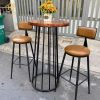 Bộ bàn bar gỗ cao su kèm 2 ghế