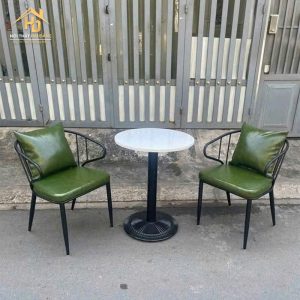 Bộ Bàn Cafe Tròn Kèm 2 Ghế Bành Có Gối