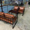 Bộ sofa cafe khung sắt đệm da