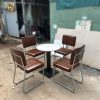 Bộ bàn ghế cafe bọc nệm chân quỳ