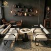 Bộ bàn ghế sofa cafe bọc nệm trắng