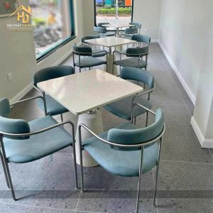 Bộ Bàn Cafe Đá Mài Ghế Tựa Cong