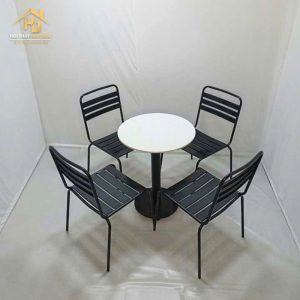 Bàn ghế cafe sắt 3 lá không tay