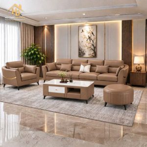 Bộ Sofa Băng Dài 2m8 Kết Hợp Ghế Đơn Hiện Đại 2 bo sofa da ban tra chu nhat 1