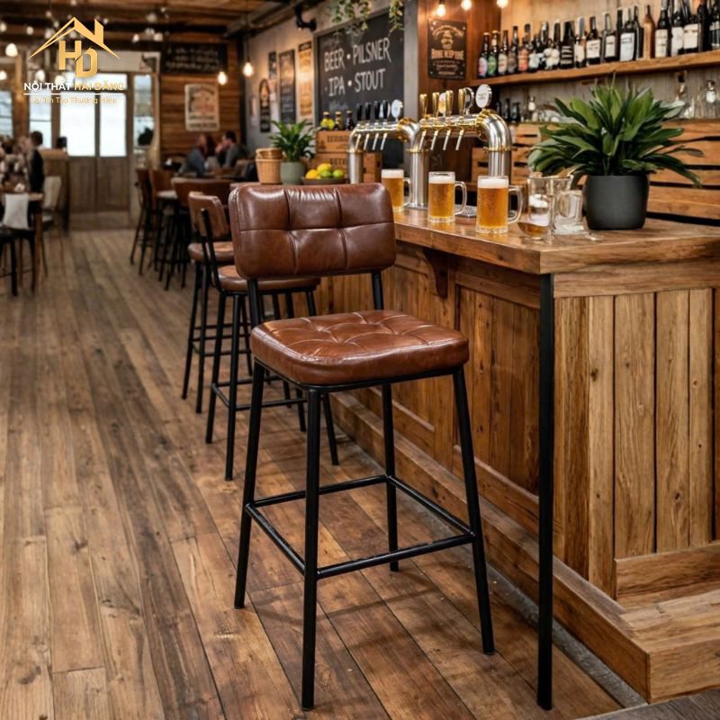 Ghế Bar Nệm Vuông Nâu Chân Cao ghe-bar-nem-vuong Ghế Bar Nệm Vuông Nâu Chân Cao