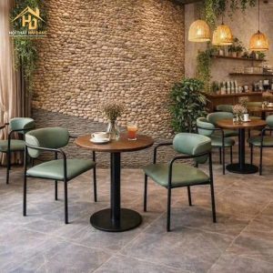 Ghế cafe sắt bọc nệm tựa cong