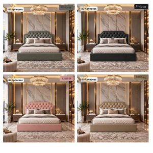 Giường ngủ bọc nệm đầu giường rút nút