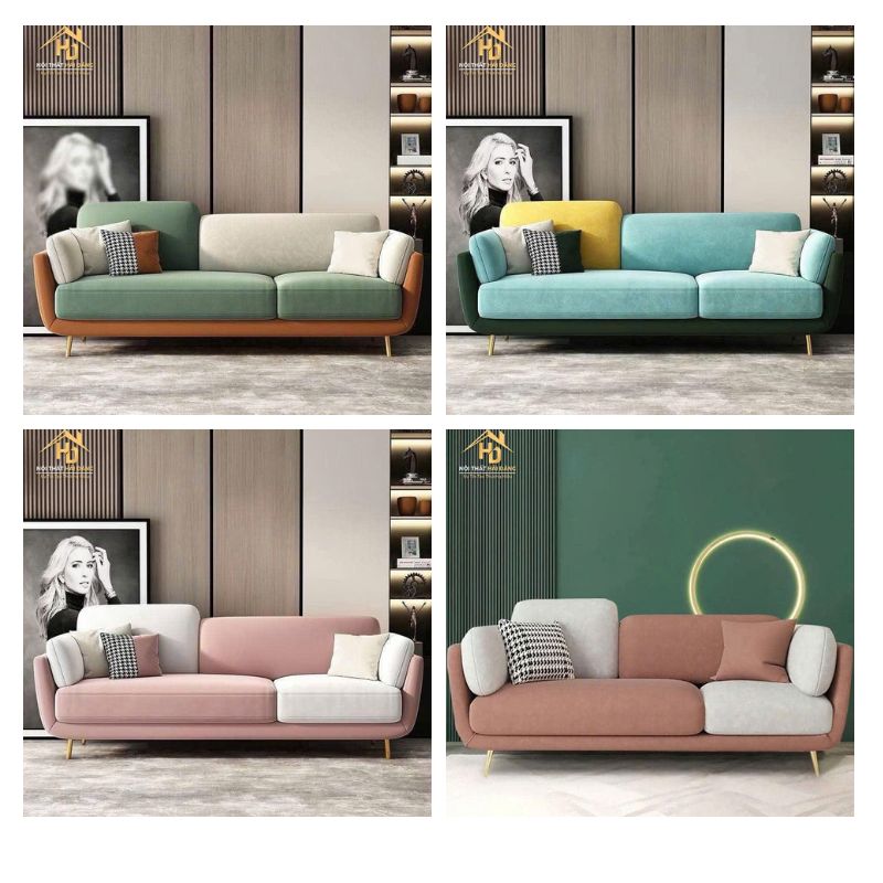 sofa kieu hien dai Sofa băng bọc vải phối màu