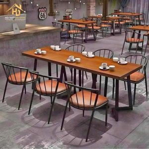 Bộ bàn ghế cafe 6 ghế lưng nan