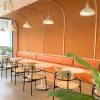 Bàn ghế cafe tựa cong bọc nệm