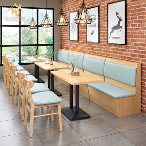 Bàn ghế cafe kèm băng nệm sát tường