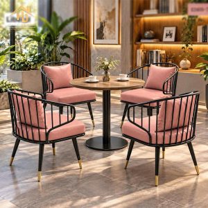 Bộ Bàn Ghế Cafe Liberal Bọc Nệm (Nhiều Màu) 7 ban ghe cafe boc da 7